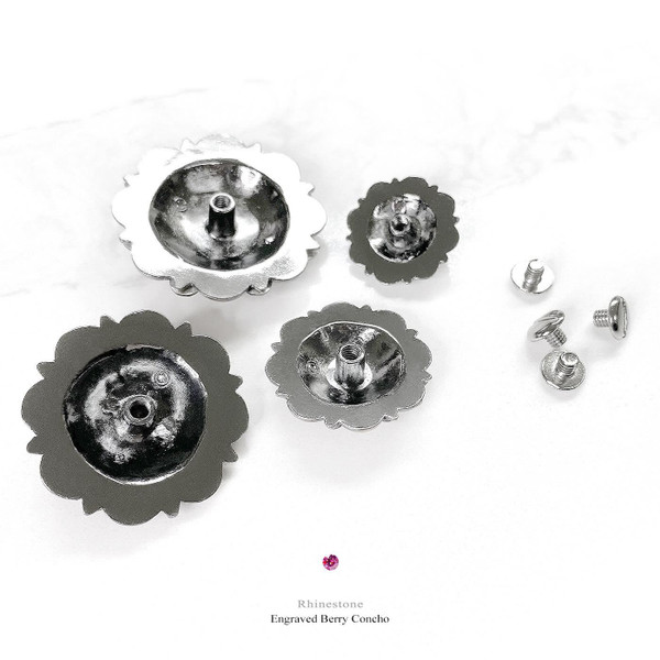 Crystal-Jet Coloma Antique Silver Rhinestone Crystal Concho