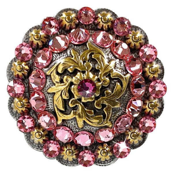 Coloma Antique Gold Rhinestone Crystal Concho Rose, Ruby