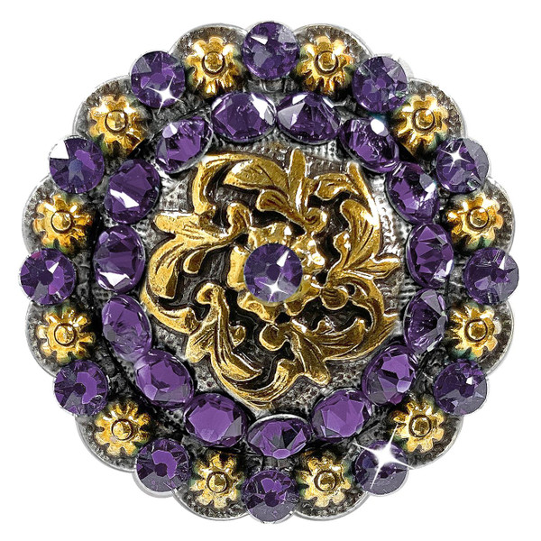 Tanzanite Coloma Antique Gold Rhinestone Crystal Concho