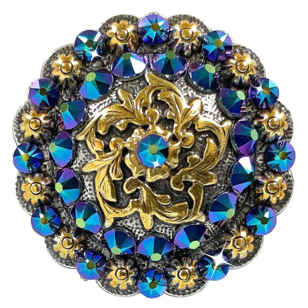 Antique Gold Coloma Rhinestone Crystal Concho Designed and assembled in the U.S