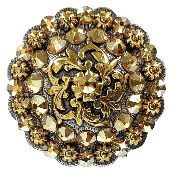 Antique Gold Coloma Rhinestone Crystal Concho Designed and assembled in the U.S