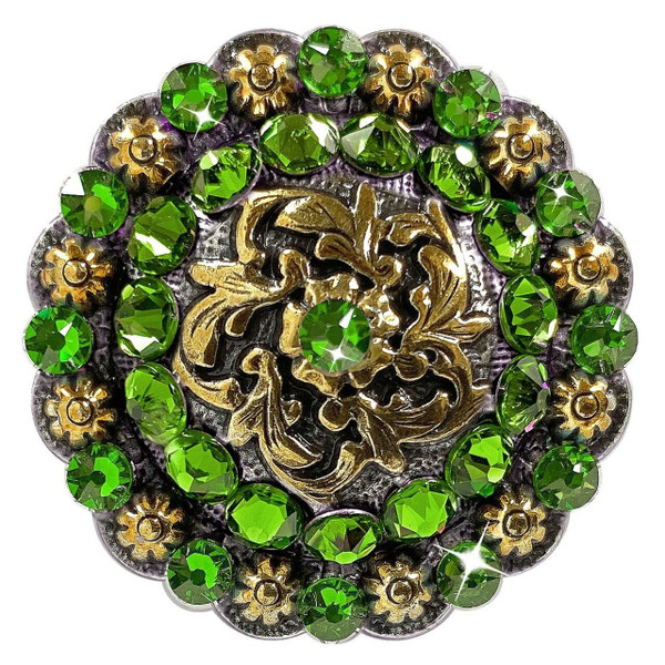 Antique Gold Coloma Rhinestone Crystal Concho Designed and assembled in the U.S