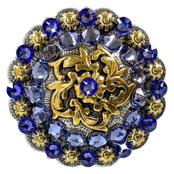 Antique Gold Coloma Rhinestone Crystal Concho Designed and assembled in the U.S