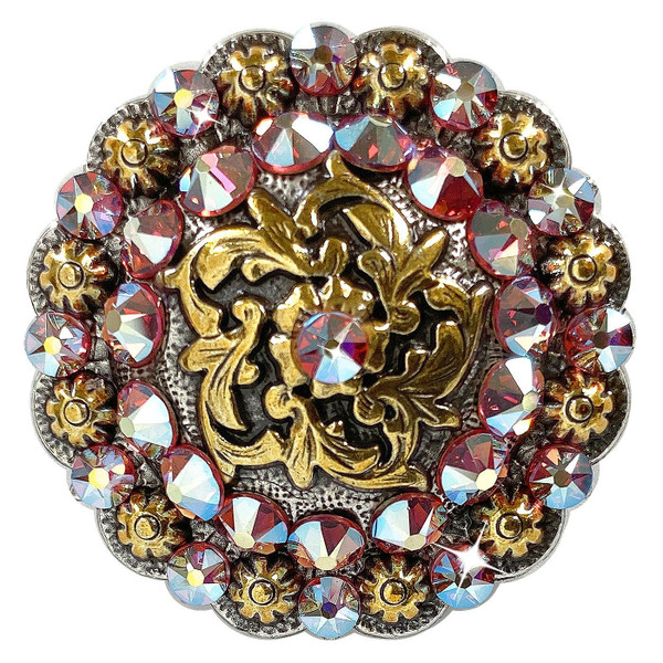 Antique Gold Coloma Rhinestone Crystal Concho Designed and assembled in the U.S