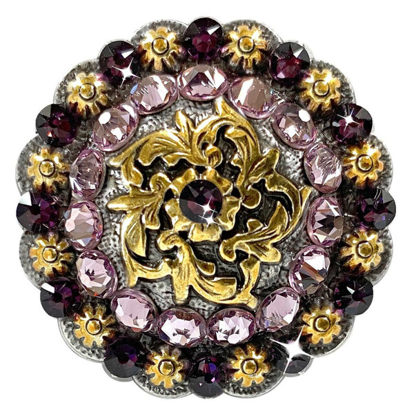 Antique Gold Coloma Rhinestone Crystal Concho Designed and assembled in the U.S