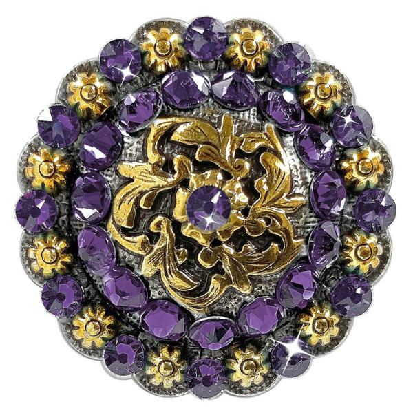 Antique Gold Coloma Rhinestone Crystal Concho Designed and assembled in the U.S