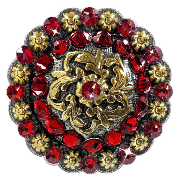 Antique Gold Coloma Rhinestone Crystal Concho Designed and assembled in the U.S