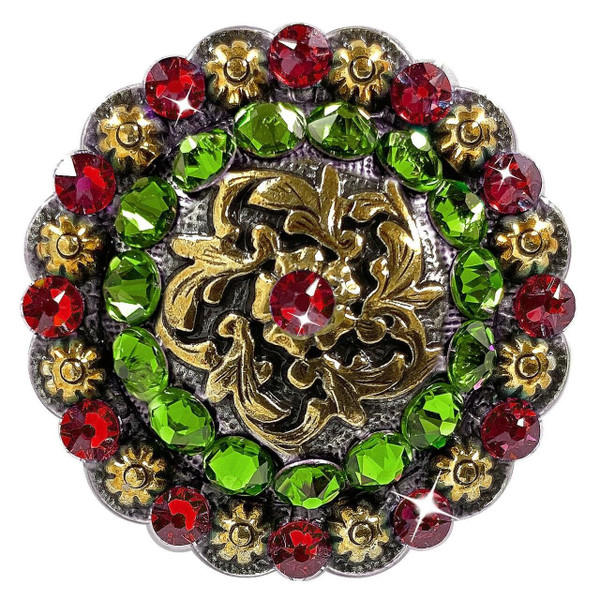 Antique Gold Coloma Rhinestone Crystal Concho Designed and assembled in the U.S