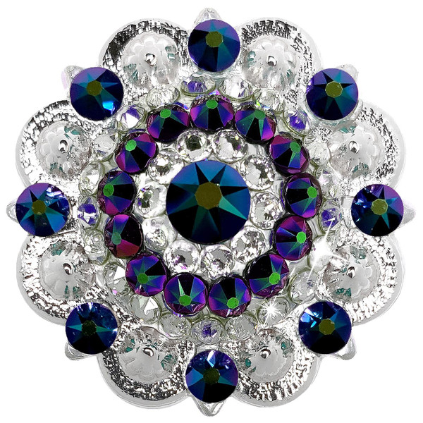 Crystal-Scarbeus-Green Bright Silver Berry Rhinestone Crystal Concho Designed and assembled in the U.S