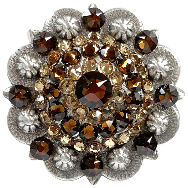 Lt Colo Topaz-Smoked Topaz Antique Silver Berry Rhinestone Crystal Concho Designed and assembled in the U.S