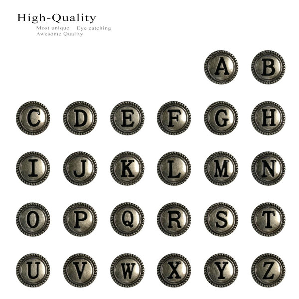 TR2575 ANR 1-1/8" Antique Silver Letter Initial Alphabet Conchos Screw Back Concho