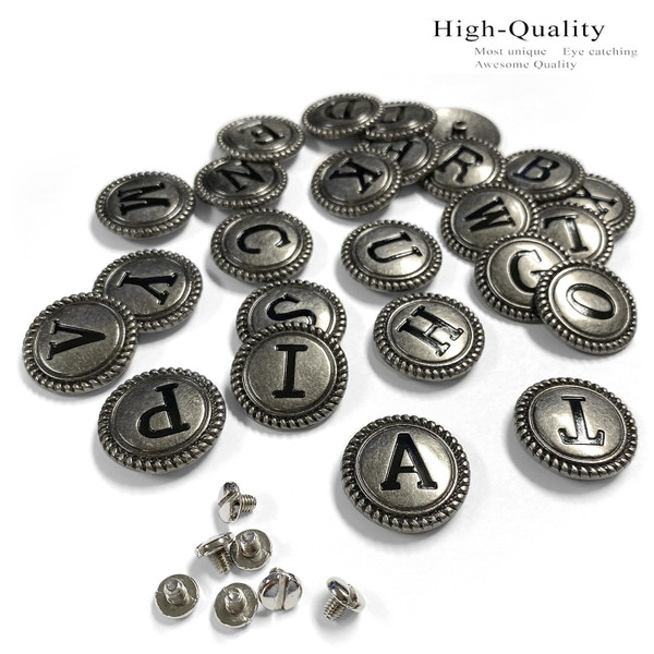 TR2575 ANR 1-1/8" Antique Silver Letter Initial Alphabet Conchos Screw Back Concho