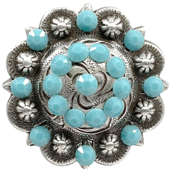 Turquoise  Antique Silver Berry Rhinestone Crystal Concho Designed and assembled in the U.S