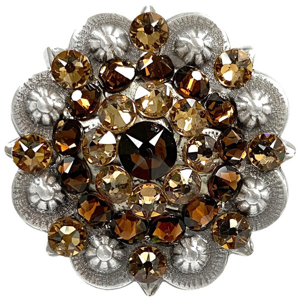 Smoked Topaz-Lt Colo Topaz Antique Silver Berry Rhinestone Crystal Concho Designed and assembled in the U.S
