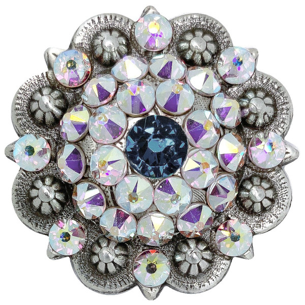 Montana-Crystal AB Antique Silver Berry Rhinestone Crystal Concho Designed and assembled in the U.S
