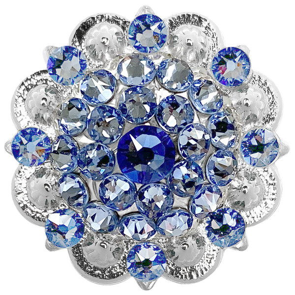 Sapphire-Lt Sapphire Bright Silver Berry Rhinestone Crystal Concho Designed and assembled in the U.S