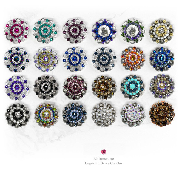 Saddle Leather Tack Bling Rhinestone Crystal Conchos Designed and assembled in the U.S