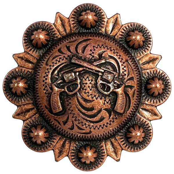 LL-1977 Copper 1-1/2" Berry Concho W/ Cross Pistols
