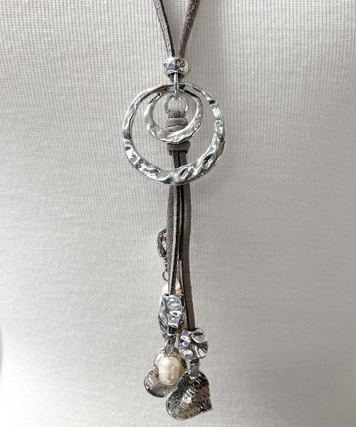 Long Leather Necklace Pendant Nickel free Fashion Women Art Craft 57315