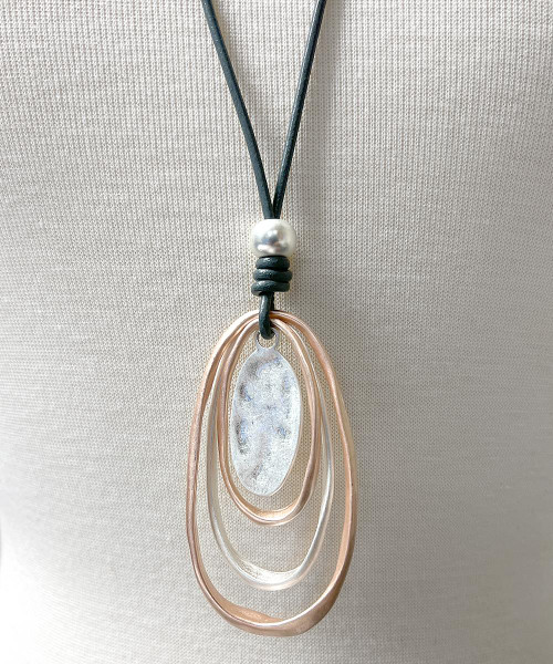 Long Leather Necklace Pendant Nickel free Fashion Women Art Craft 10410