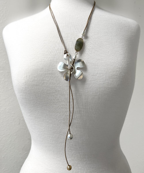 Long Leather Necklace Pendant Nickel free Fashion Women Art Craft 18407