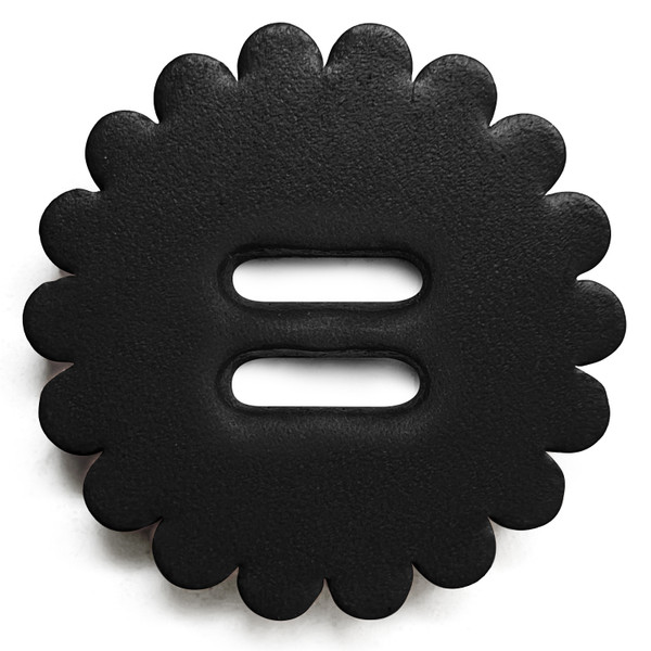 Saddle Leather Scalloped Concho Rosettes WITH SLOTTED HOLE - BLACK