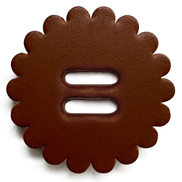 Saddle Leather Scalloped Concho Rosettes WITH SLOTTED HOLE - BROWN