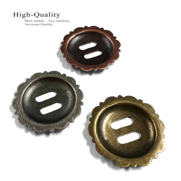 TR4839 ANR 1-1/2" Antique Engraved Scalloped Swirl Slotted Concho