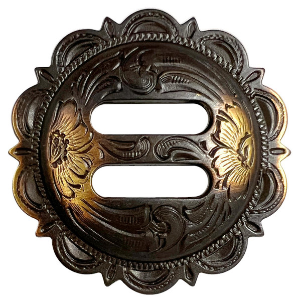 FA4834-1 MOEB61 1-1/4" Copper Engraved Scalloped Swirl Slotted Concho