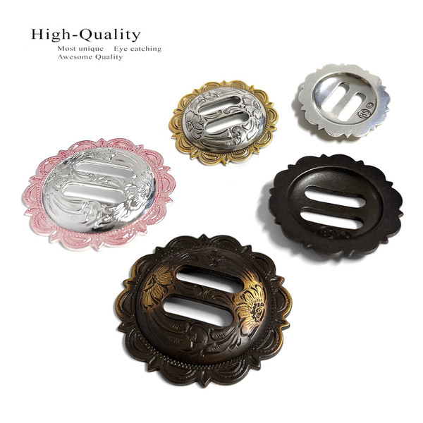 FA4834 MOEB61 1-1/2" Engraved Scalloped Swirl Slotted Concho