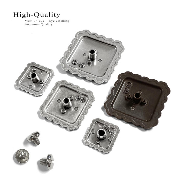 FA6344 ASAG-TQ ¾" Antique Gold with Turquoise Color Western Rope Edge Scalloped Engraved Square Concho Screwback