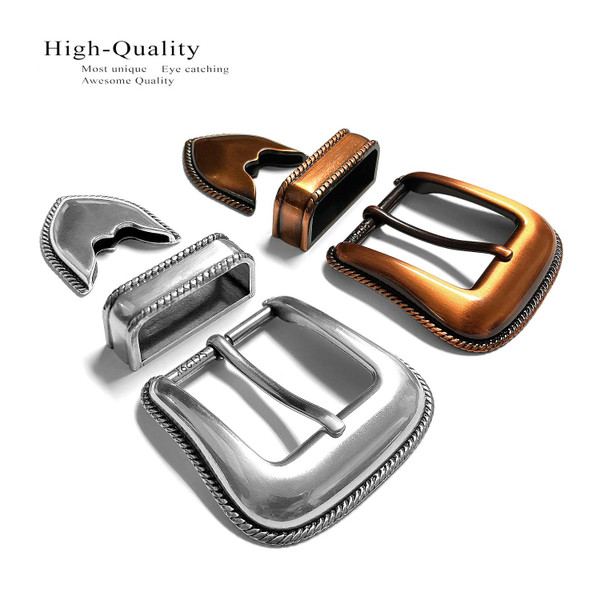S6129 SVCRB Western Smooth Rope Edge Engraved Hand Polished Belt Buckle Set Fits 1-3/8"(35mm) Belt (Copper)