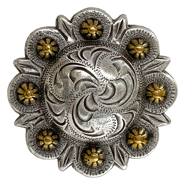 BS9163 SRTPGP Antique Gold Western Floral Engraved Berry Concho Screwback