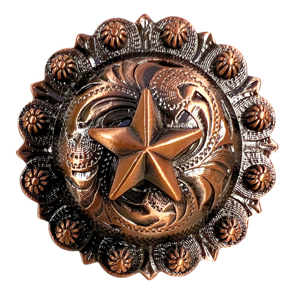 BS9264 COPPER Western Engraved Star Berry Concho Screwback