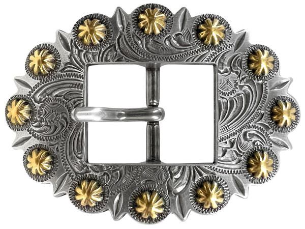 BS9307 SRTPGP Bridle Headstall Center Bar Buckle Fits  ¾" to 1" Wide Belt Strap (Antique Gold)