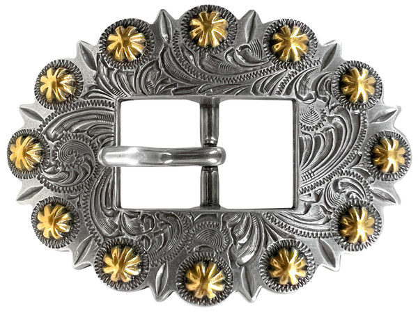 BS9307 SRTPGP Bridle Headstall Center Bar Buckle Fits  ¾" to 1" Wide Belt Strap (Antique Gold)