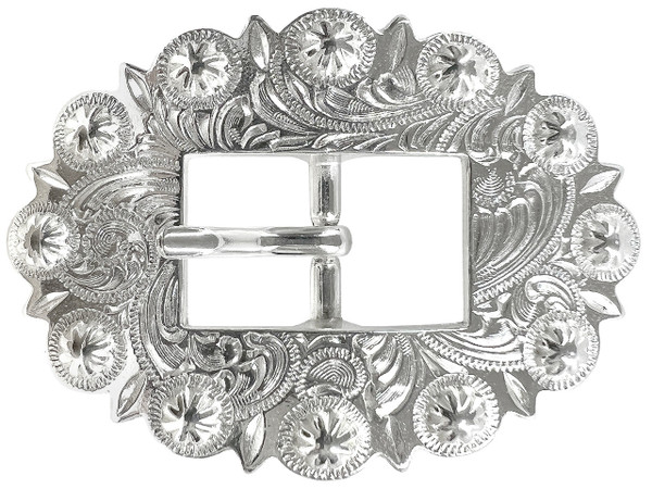 BS9307 SP Bridle Headstall Center Bar Buckle Fits  ¾" to 1" Wide Belt Strap (Bright Silver)