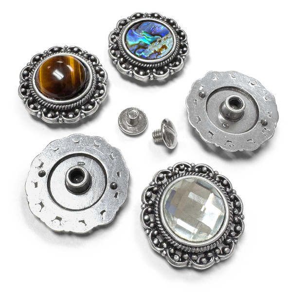 FA1904-8 LASRP 1-1/8" Antique Scalloped Edge Engraved Concho Screwback