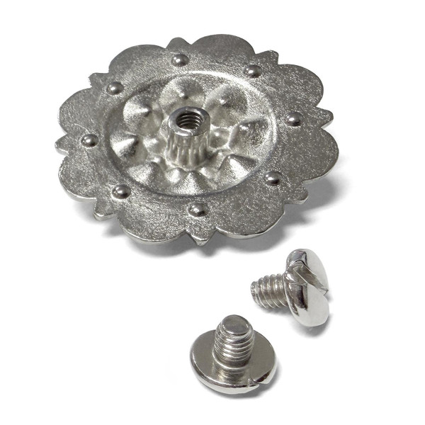 Rhinestone Conchos 1-1/2" Scalloped Edge Engraved Concho Screwback (Lt Co Tpz-Crystal AB)