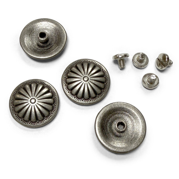 TR2599 ANR Parachute Concho Antique Silver Craft Art Tack Screwback