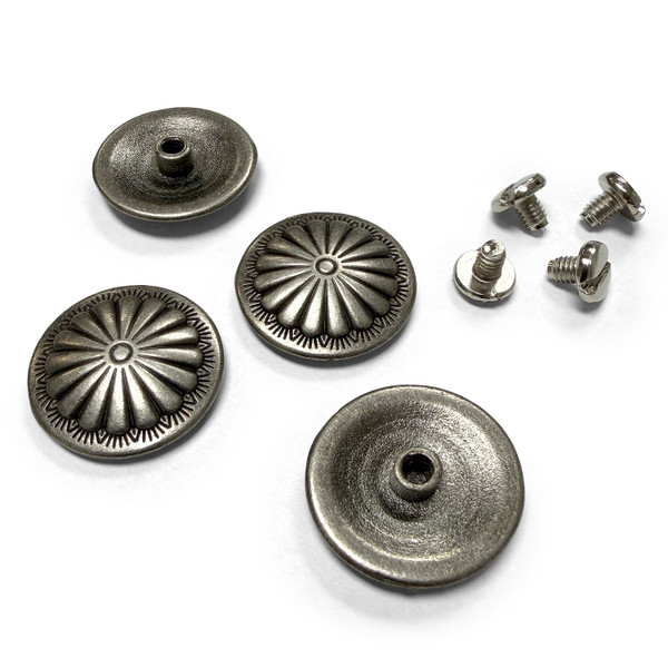 TR2599 ANR Parachute Concho Antique Silver Craft Art Tack Screwback