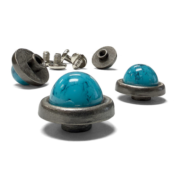 TR2588 ANR 1/2" Antique Turquoise Concho Craft Art Tack Screwback