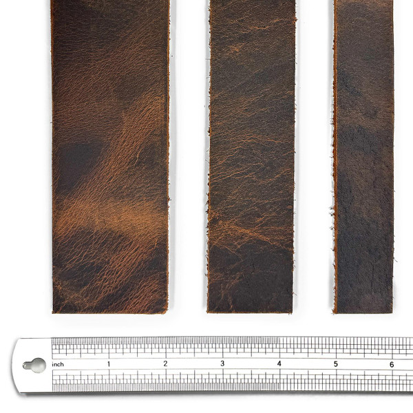 Vintage Brown Crazy Horse Leather Strip 60+ Inch Long 2.5mm Thick, DIY Leather Craft Strap Multiple Widths