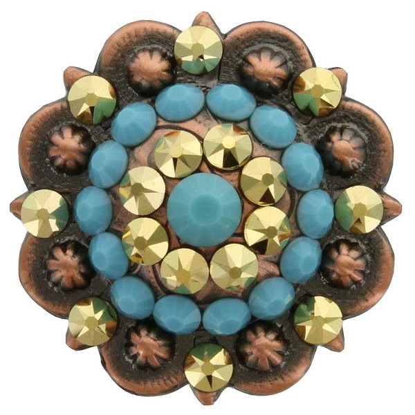 Turquoise and Crystal Aurum Rhinestone Crystal Berry Concho