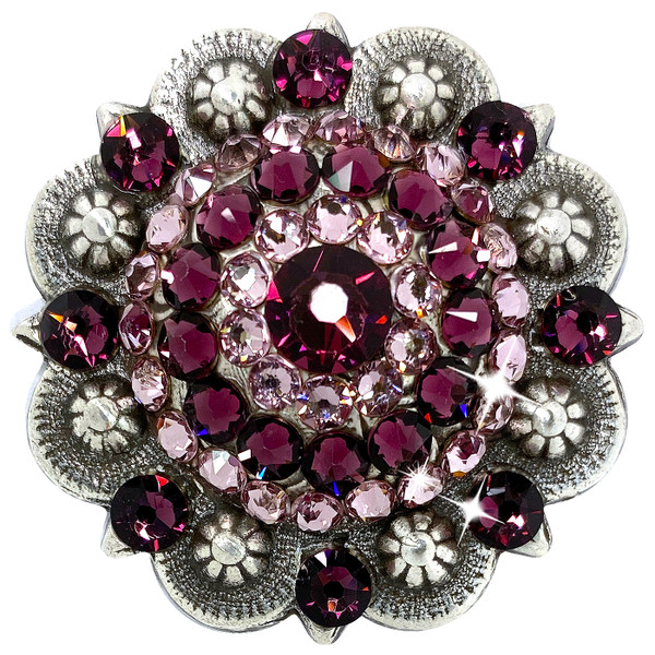 Amethyst Light Amethyst Anitque Silver Rhinestone Crystal Berry Concho