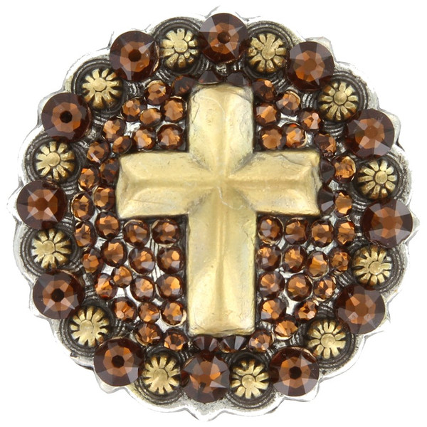 Smoked Topaz Rhinestone Crystal Cross Berry Concho