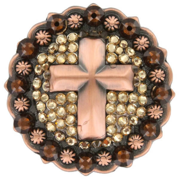 Smoked Topaz Light Color Topaz Rhinestone Crystal Cross Berry Concho