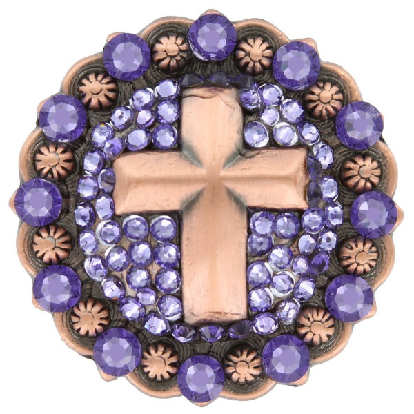 Tanzanite Rhinestone Crystal Cross Berry Concho