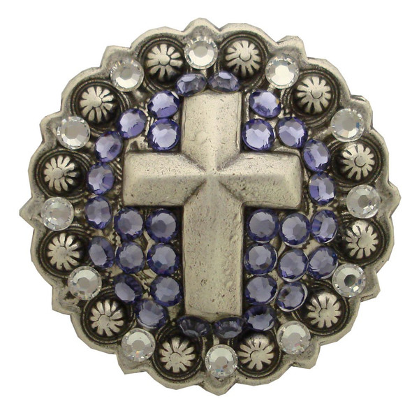 TANZANITE CRYSTAL Rhinestone Crystal Cross Berry Concho
