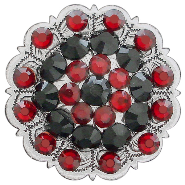 JET SIAM Rhinestone Crystal Floral Scalloped Edge Concho